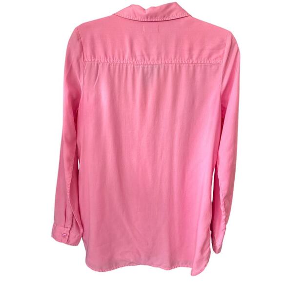 Crown & Ivy Womens Button Down Top Small Petal Pink 100% Tencel Vacation Preppy - Picture 2 of 8